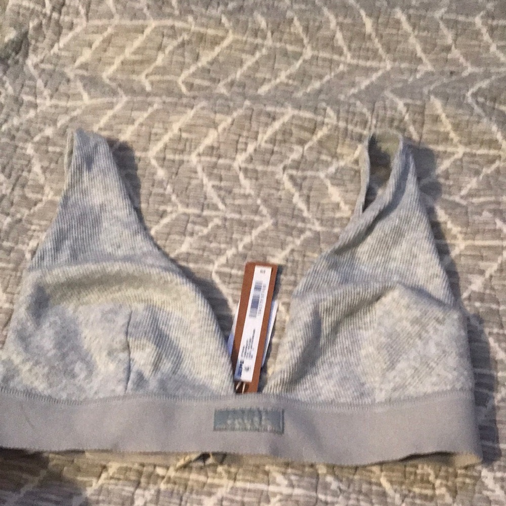 Seamless Light Gray cotton ribbed Wireless Bralette